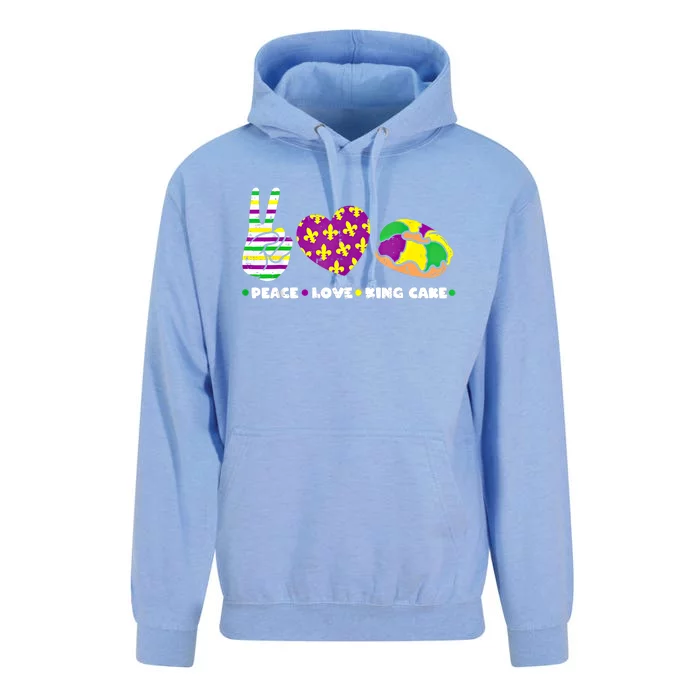 Peace Love King Cake Funny Mardi Gras Party Carnival Great Gift Unisex Surf Hoodie