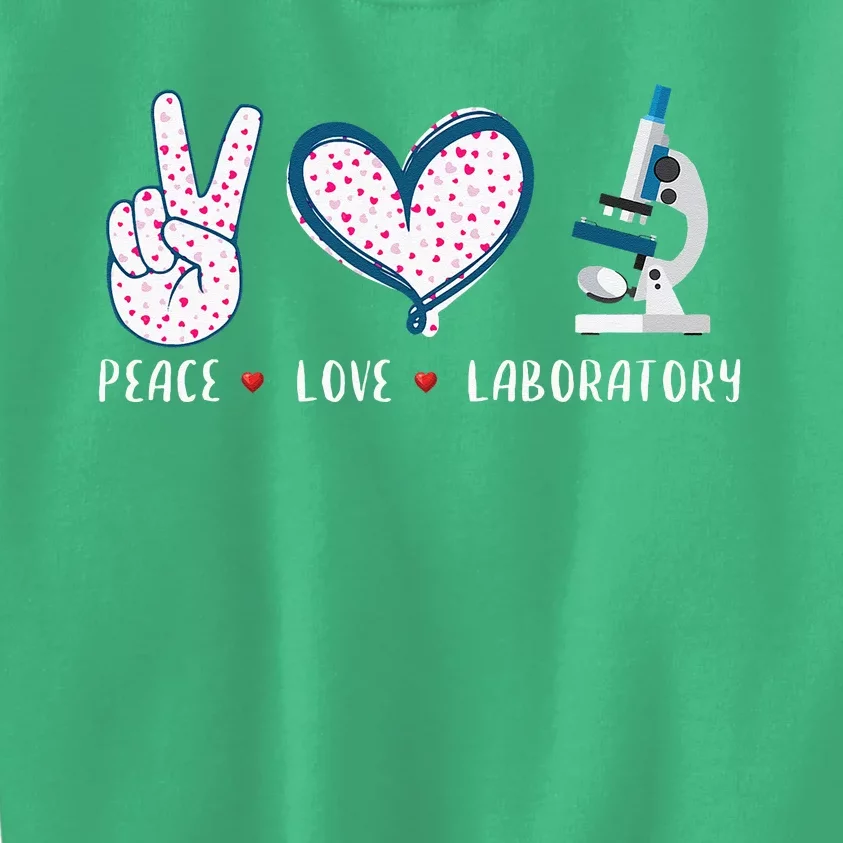 Peace Love Laboratory Lab Research Gifts Kids Sweatshirt