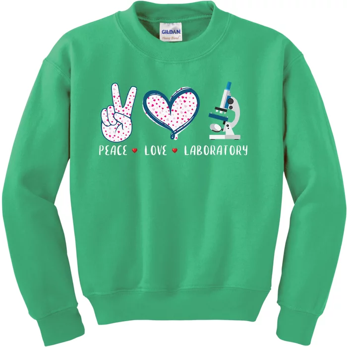 Peace Love Laboratory Lab Research Gifts Kids Sweatshirt