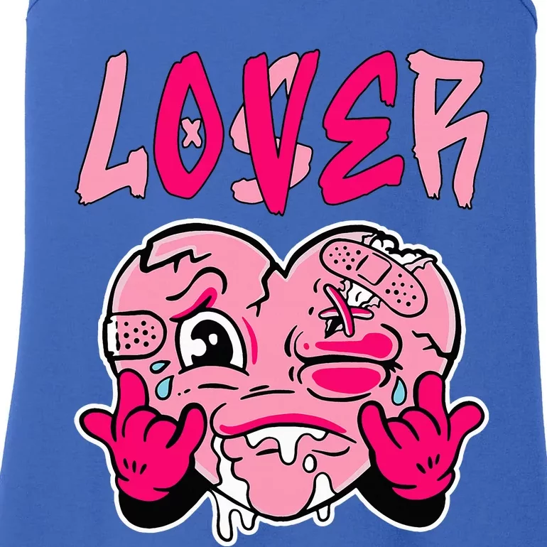 Pink Loser Lover Pink Drip Heart Matching Outfit Ladies Essential Tank