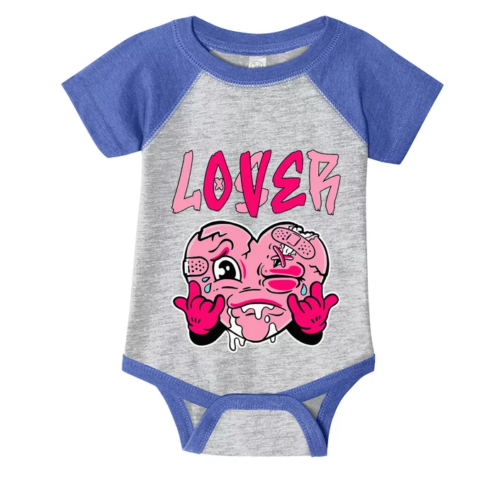 Pink Loser Lover Pink Drip Heart Matching Outfit Infant Baby Jersey Bodysuit