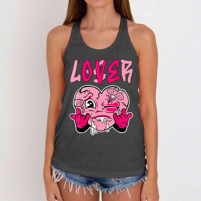 Pink Loser Lover Pink Drip Heart Matching Outfit Women's Knotted Racerback Tank