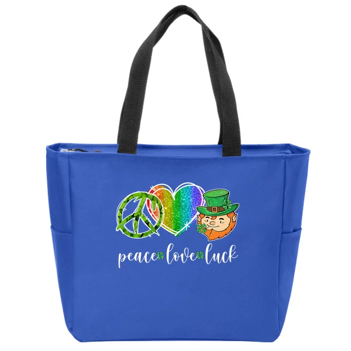 Peace Love Luck Leprechaun Hippie Happy St Patrick's Day Gift Zip Tote Bag