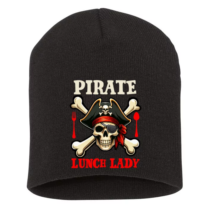 Pirate Lunch Lady Costume Skull Horror Pirate Funny Job Team Short Acrylic Beanie