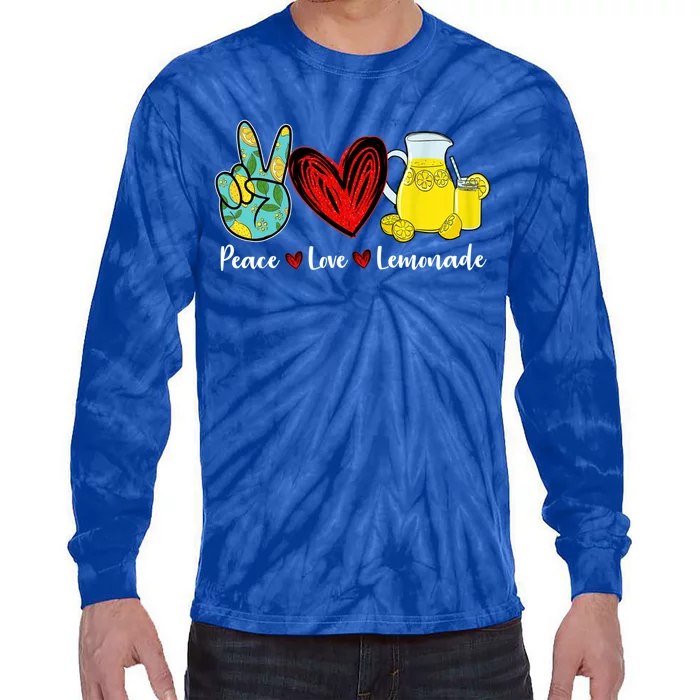 Peace Love Lemonade Yellow Lemon Lover Cute Gift Tie-Dye Long Sleeve Shirt