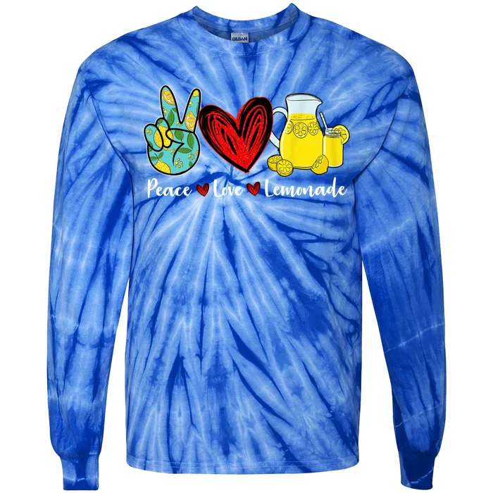 Peace Love Lemonade Yellow Lemon Lover Cute Gift Tie-Dye Long Sleeve Shirt