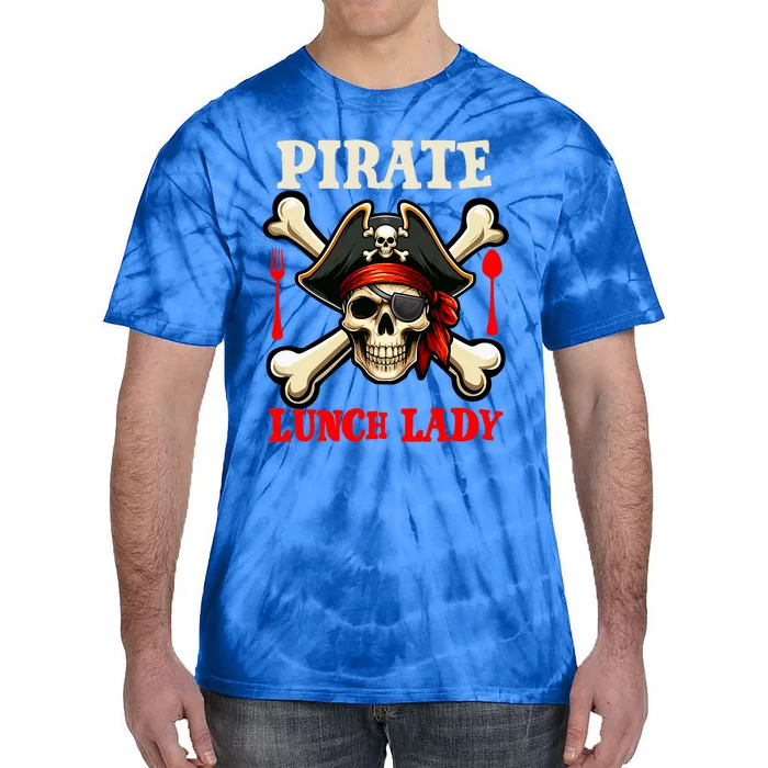 Pirate Lunch Lady Costume Skull Horror Pirate Funny Job Team Tie-Dye T-Shirt