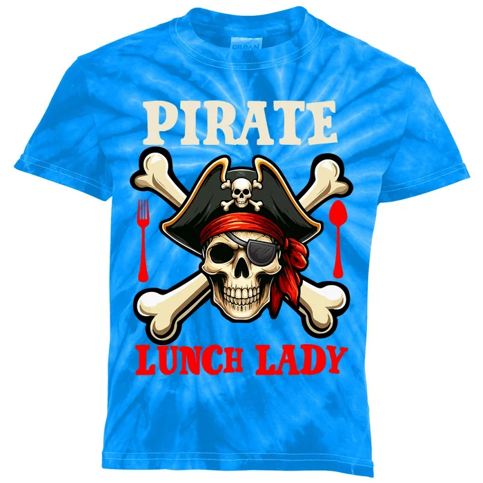 Pirate Lunch Lady Costume Skull Horror Pirate Funny Job Team Kids Tie-Dye T-Shirt