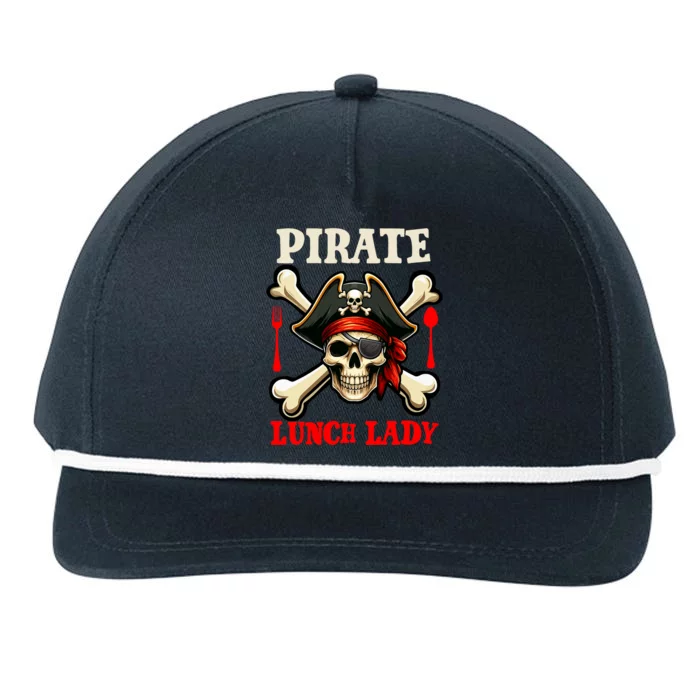 Pirate Lunch Lady Costume Skull Horror Pirate Funny Job Team Snapback Five-Panel Rope Hat