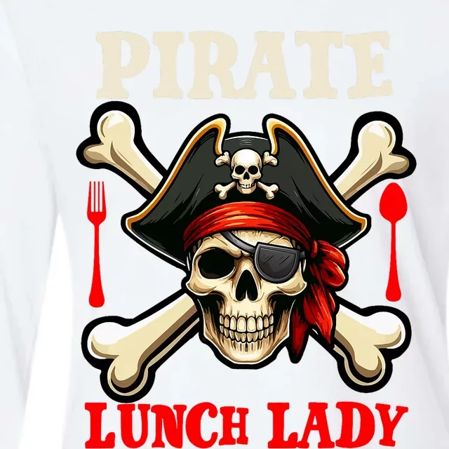 Pirate Lunch Lady Costume Skull Horror Pirate Funny Job Team Womens Cotton Relaxed Long Sleeve T-Shirt