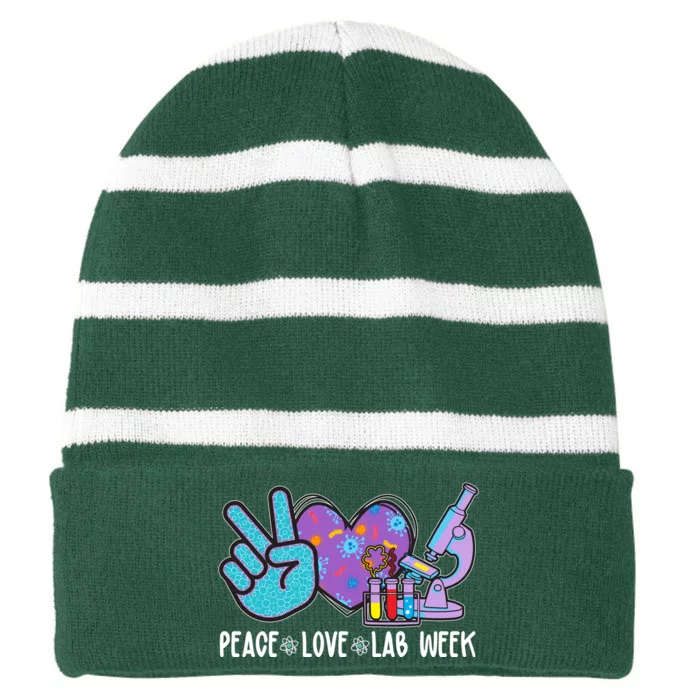 Peace Love Lab Week Science Fan Striped Beanie with Solid Band