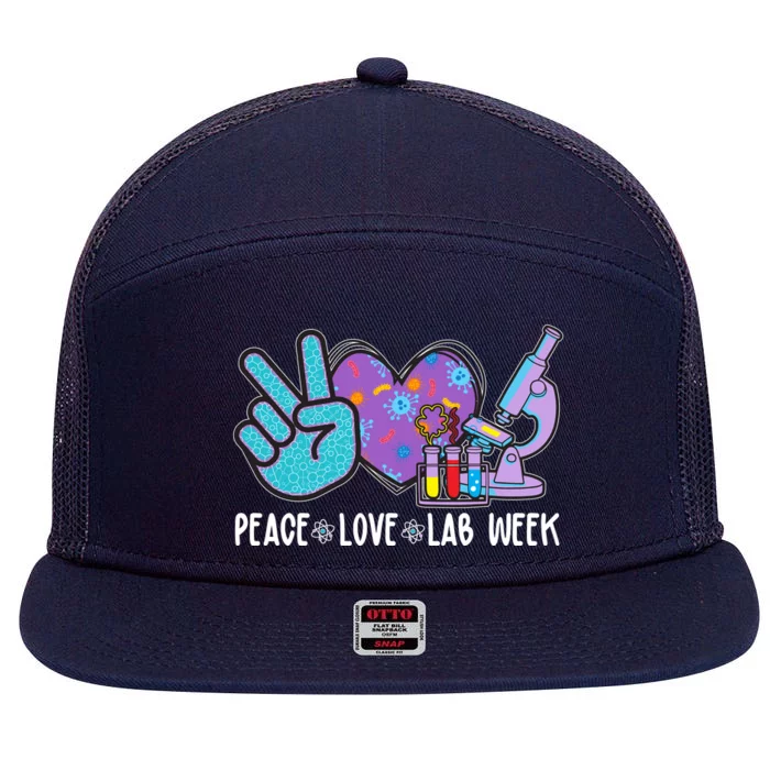 Peace Love Lab Week Science Fan 7 Panel Mesh Trucker Snapback Hat