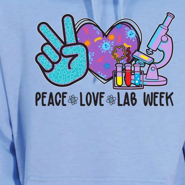 Peace Love Lab Week Science Fan Unisex Surf Hoodie