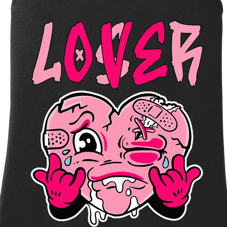 Pink Loser Lover Pink Drip Heart Matching Outfit Ladies Essential Tank