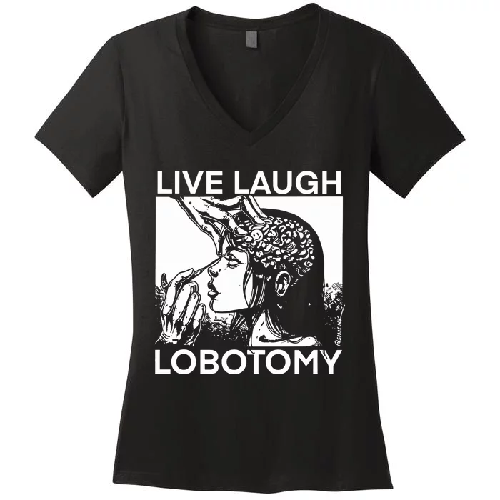 Punkwithacamera Live Laugh Lobotomy Spade Ink Women's V-Neck T-Shirt