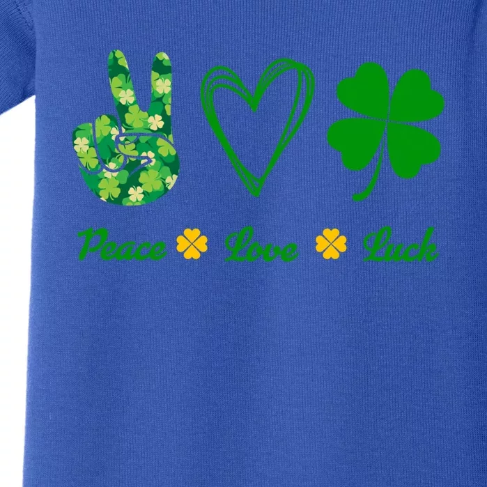 Peace Love Lucky Shamrock Clover Green St Patricks Day Funny Gift Great Gift Baby Bodysuit