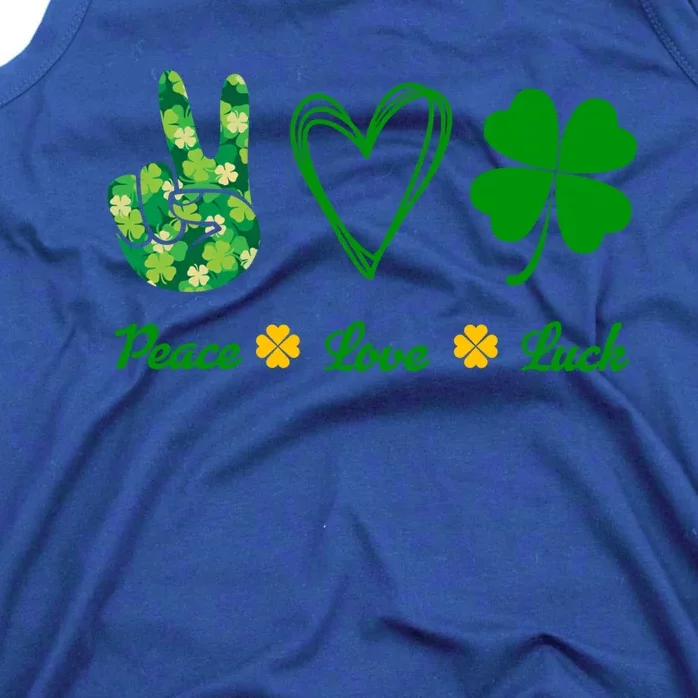 Peace Love Lucky Shamrock Clover Green St Patricks Day Funny Gift Great Gift Tank Top