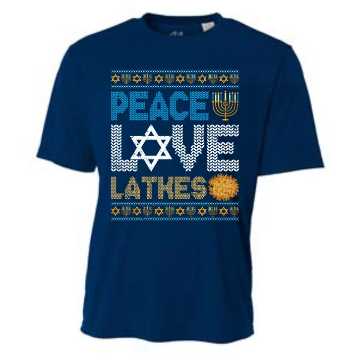 Peace Love Latkes Funny Hanukkah Chanukah Jewish Funny Gifts Cooling Performance Crew T-Shirt