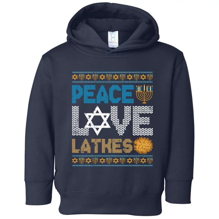 Peace Love Latkes Funny Hanukkah Chanukah Jewish Funny Gifts Toddler Hoodie