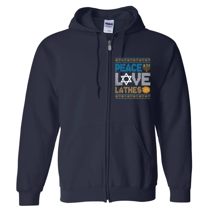 Peace Love Latkes Funny Hanukkah Chanukah Jewish Funny Gifts Full Zip Hoodie