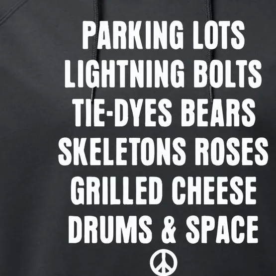 Parking Lots Lightning Bolts Tiedyes Bears Skeletons Roses Grilled Cheese Drums Performance Fleece Hoodie