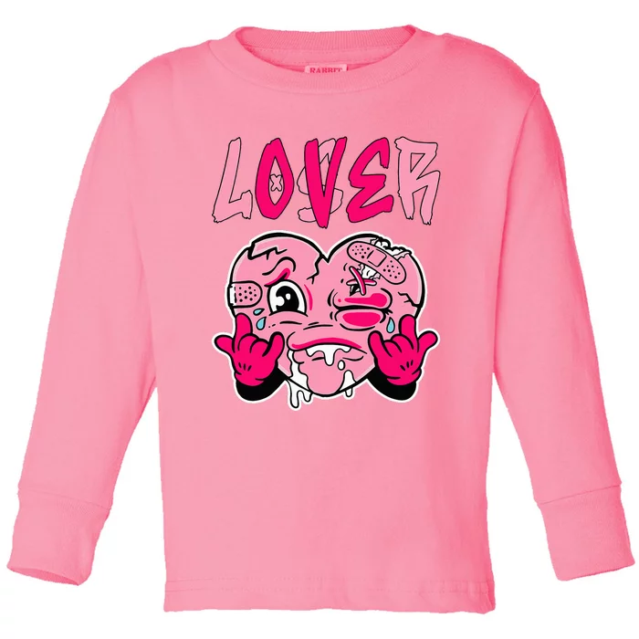 Pink Loser Lover Pink Drip Heart Matching Toddler Long Sleeve Shirt