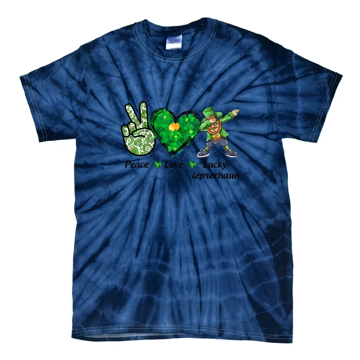 Peace Love Lucky Leprechaun Hippie St Patricks Day Tie-Dye T-Shirt