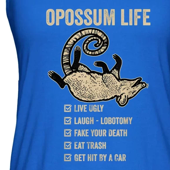 Possum Life, Live Ugly Fake Your Death Retro Funny Opossum Ladies Essential Flowy Tank