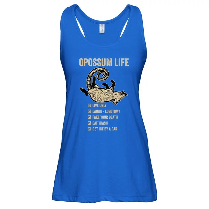 Possum Life, Live Ugly Fake Your Death Retro Funny Opossum Ladies Essential Flowy Tank