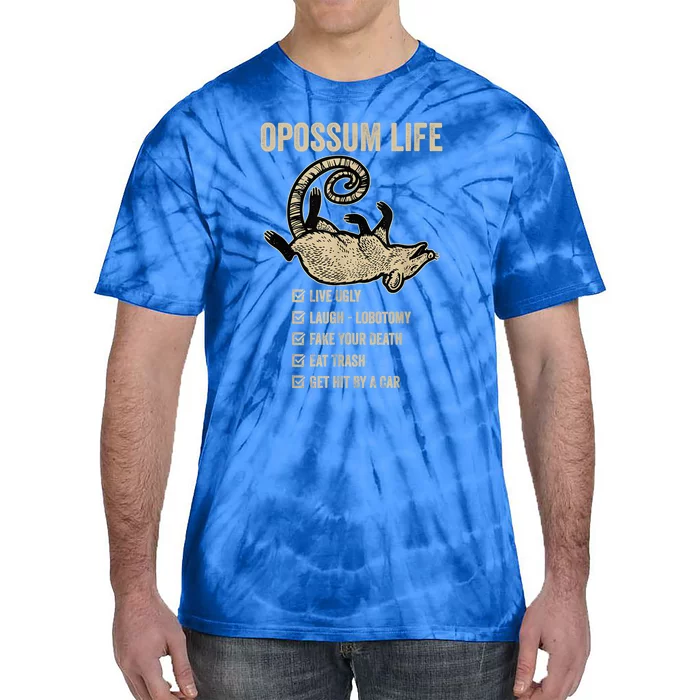 Possum Life, Live Ugly Fake Your Death Retro Funny Opossum Tie-Dye T-Shirt