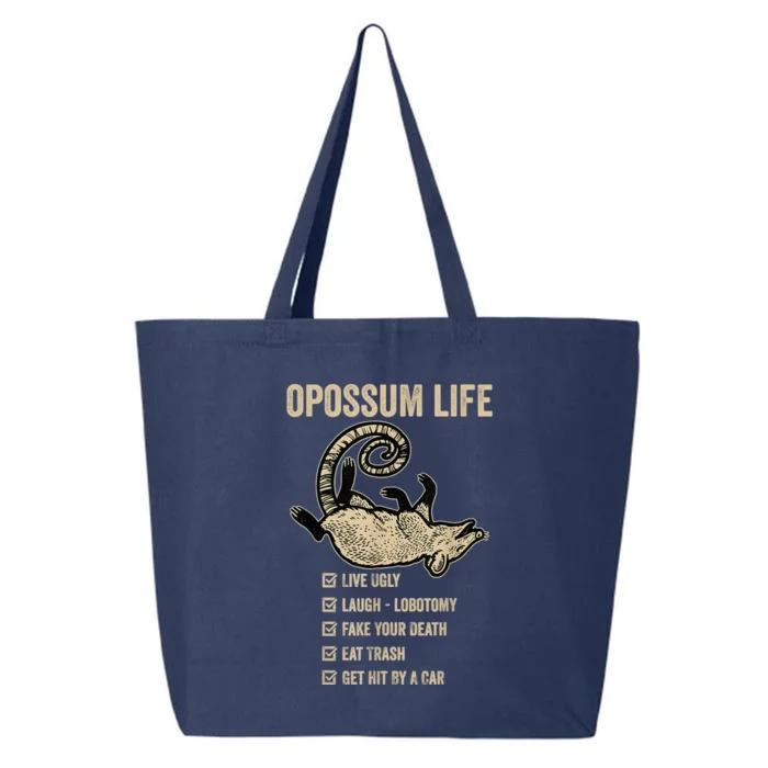 Possum Life, Live Ugly Fake Your Death Retro Funny Opossum 25L Jumbo Tote