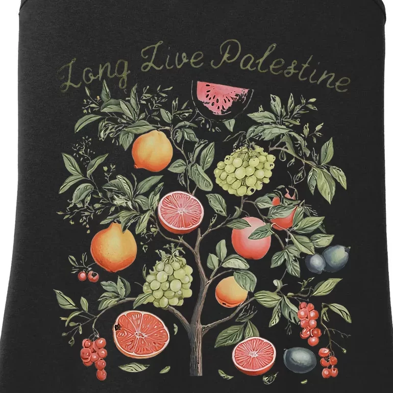 Palestine Long Live Fruits Of Palestine Olive Tree Vintage Ladies Essential Tank