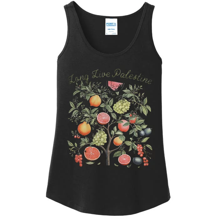 Palestine Long Live Fruits Of Palestine Olive Tree Vintage Ladies Essential Tank