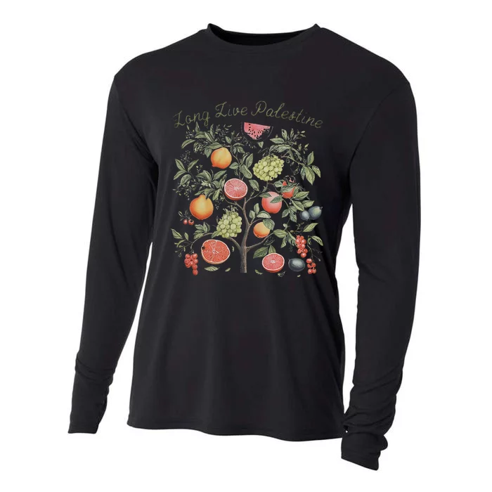 Palestine Long Live Fruits Of Palestine Olive Tree Vintage Cooling Performance Long Sleeve Crew