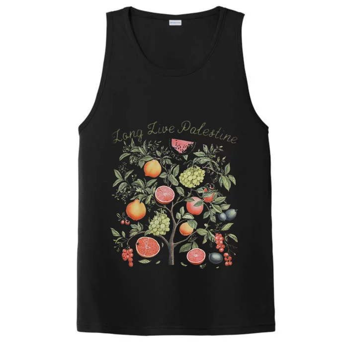 Palestine Long Live Fruits Of Palestine Olive Tree Vintage Performance Tank