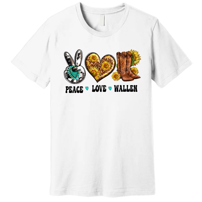 Peace Love Leopard Morgan Country Western Cowboy Boots Hat Premium T-Shirt