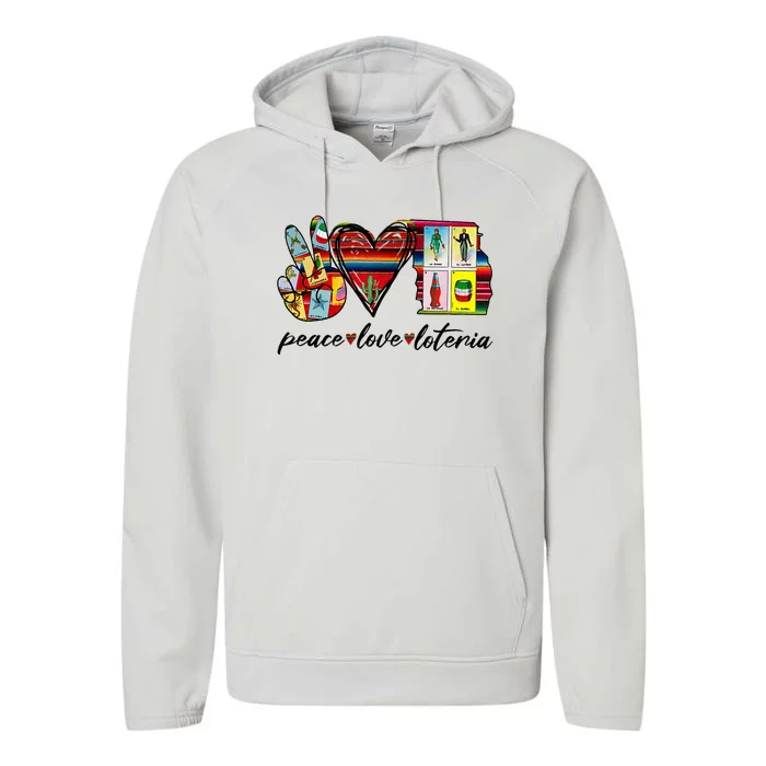 Peace Love Lottery Mexican Bingo Cards Latina Power Mexicana Performance Fleece Hoodie