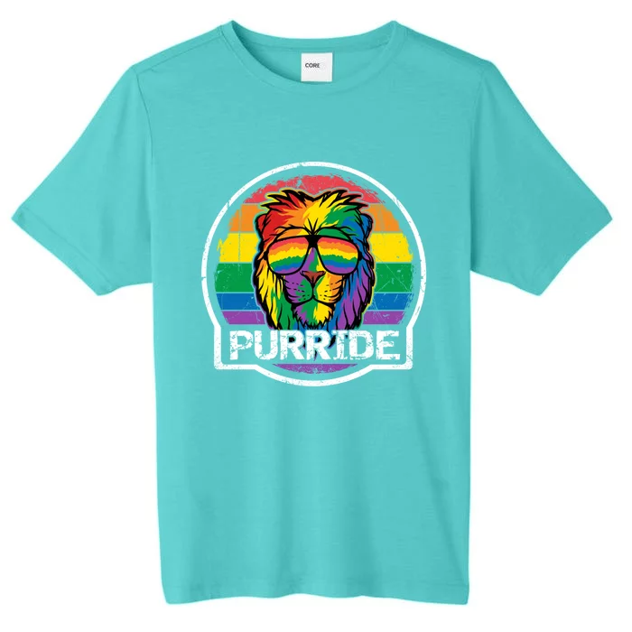 Purride Lion Lgbt Colorful Cat Lion Gay Pride Rainbow Pun Cool Gift ChromaSoft Performance T-Shirt