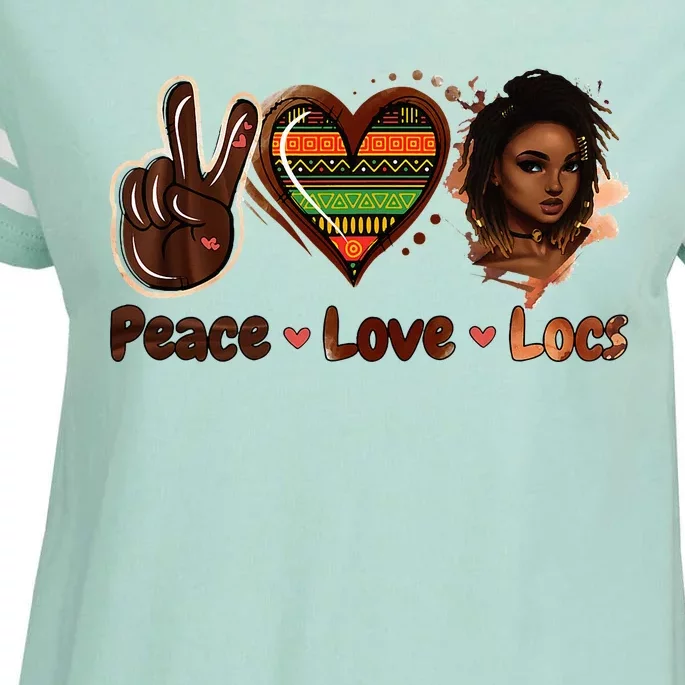 Peace Love Locs Black Women Melanin Dreadlocks Afro Hair Enza Ladies Jersey Football T-Shirt