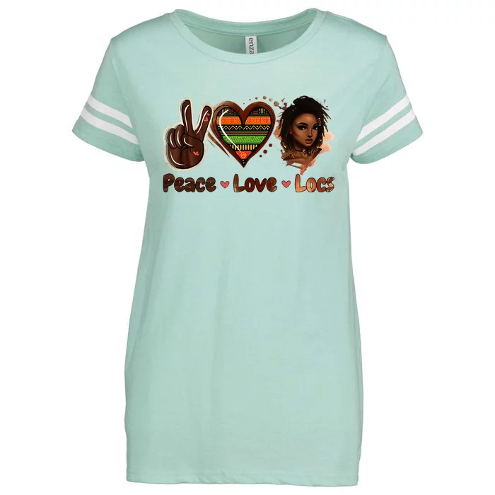 Peace Love Locs Black Women Melanin Dreadlocks Afro Hair Enza Ladies Jersey Football T-Shirt