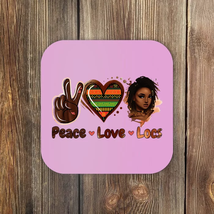 Peace Love Locs Black Women Melanin Dreadlocks Afro Hair Coaster