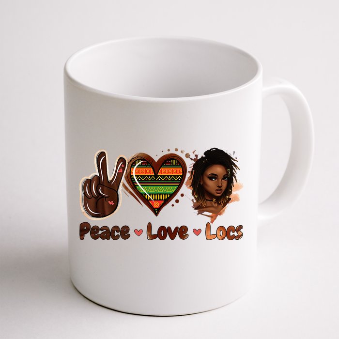 Peace Love Locs Black Women Melanin Dreadlocks Afro Hair Front & Back Coffee Mug