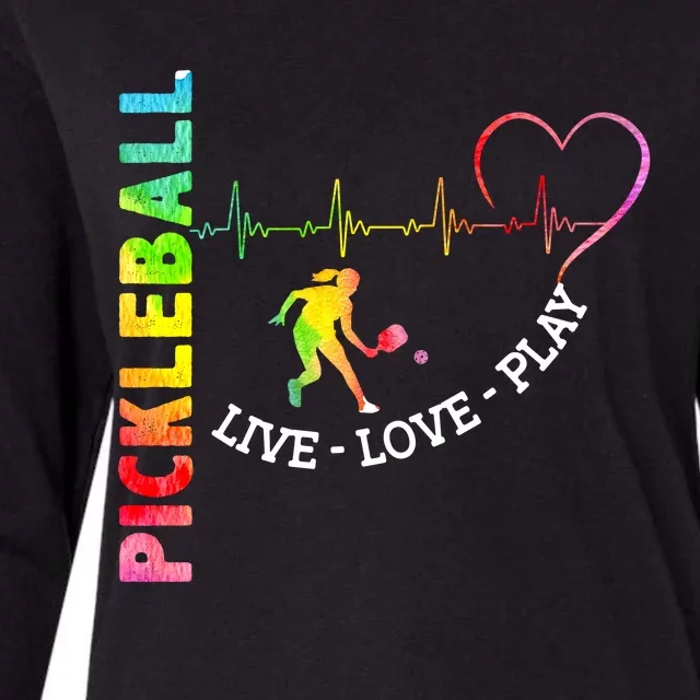 PICKLEBALL LIVE LOVE PLAY Womens Cotton Relaxed Long Sleeve T-Shirt