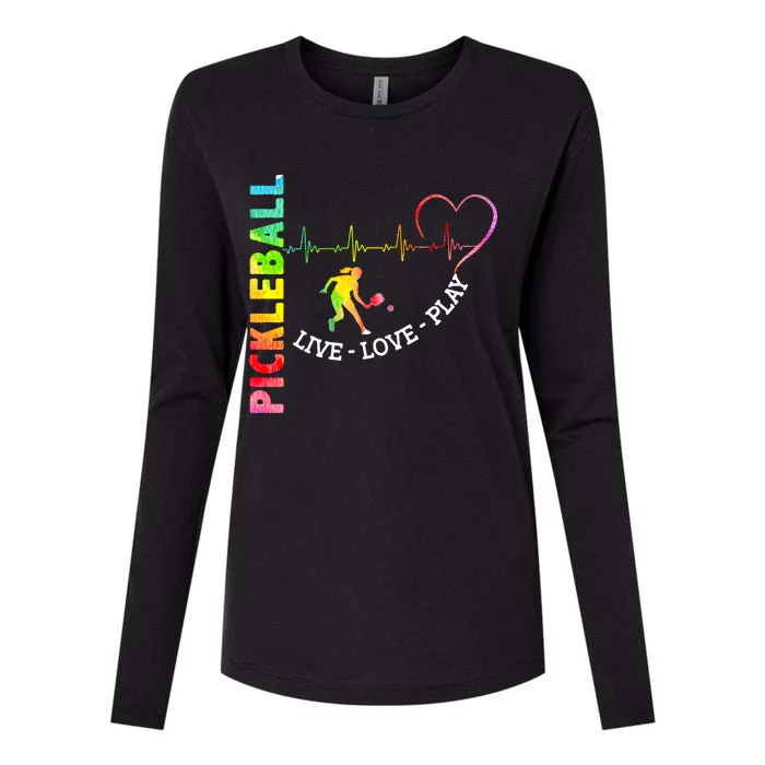 PICKLEBALL LIVE LOVE PLAY Womens Cotton Relaxed Long Sleeve T-Shirt