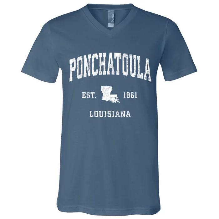 Ponchatoula Louisiana La Vintage Athletic V-Neck T-Shirt