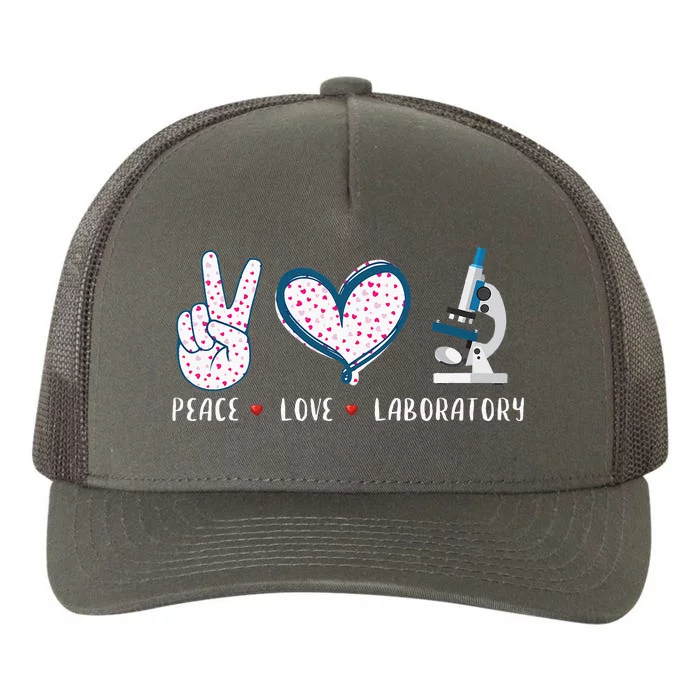 Peace Love Laboratory Lab Research Gifts Yupoong Adult 5-Panel Trucker Hat