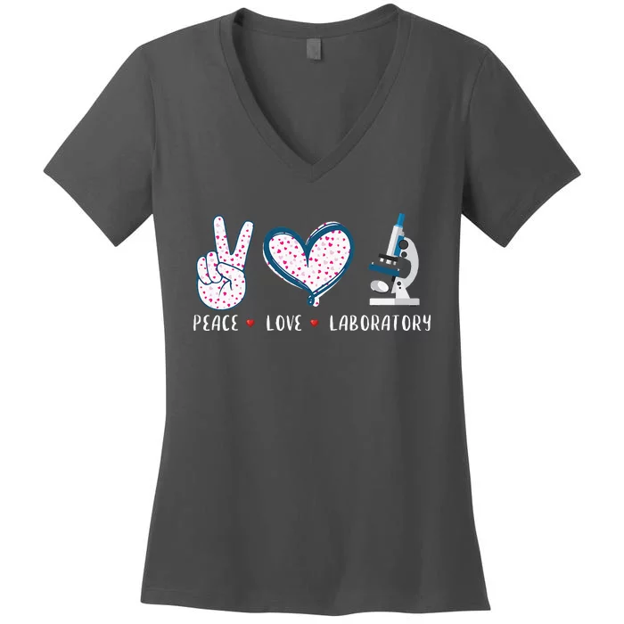 Peace Love Laboratory Lab Research Gifts Women's V-Neck T-Shirt