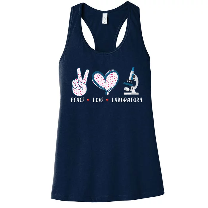 Peace Love Laboratory Lab Research Gifts Women's Racerback Tank