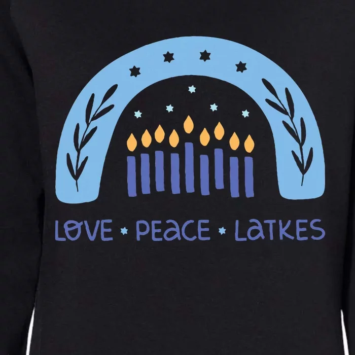 Peace Love Latkes Chanukka  Hanukkah Womens California Wash Sweatshirt