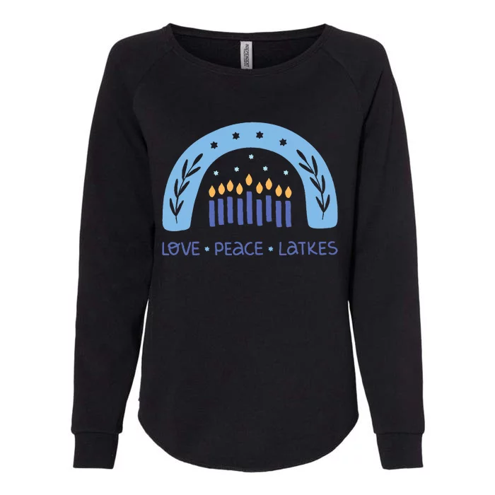 Peace Love Latkes Chanukka  Hanukkah Womens California Wash Sweatshirt